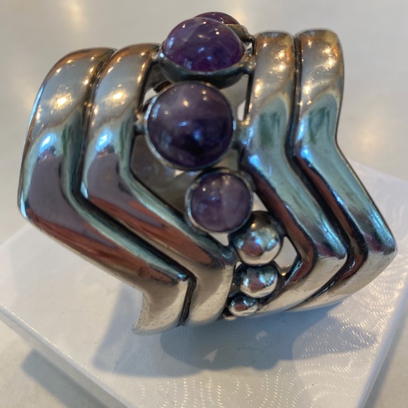 Sterling Amethyst Cuff William SPRATLING TAXCO 1940’s - Picture 4 of 14